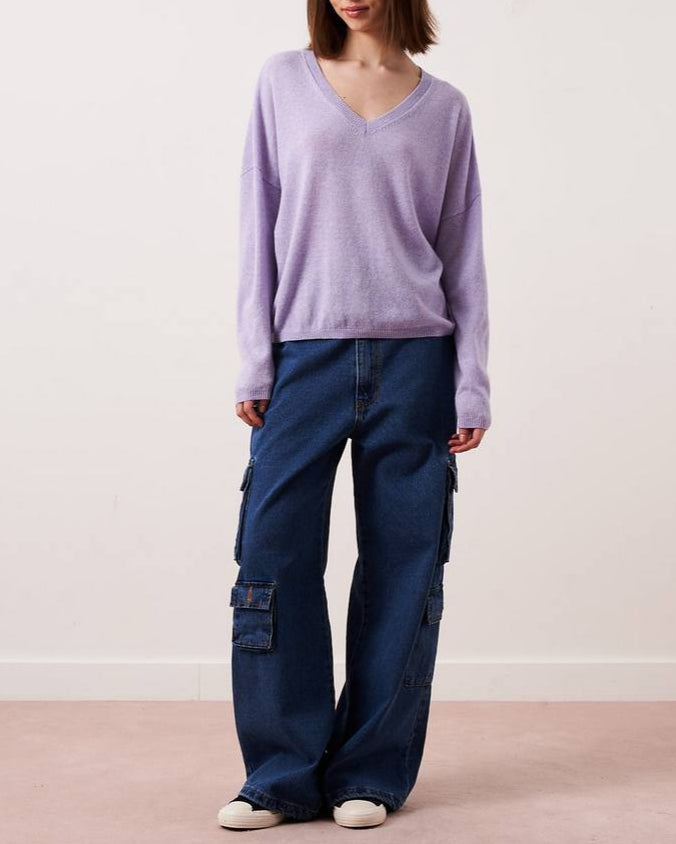 Pull Col V Ml Alicia - Lavander - 100% Cachemire 12Gg - Femme
