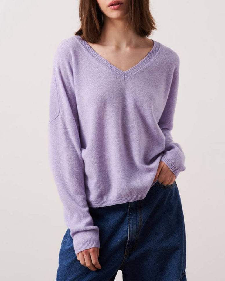 Pull Col V Ml Alicia - Lavander - 100% Cachemire 12Gg - Femme
