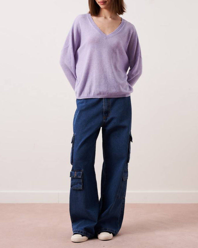 Pull Col V Ml Alicia - Lavander - 100% Cachemire 12Gg - Femme