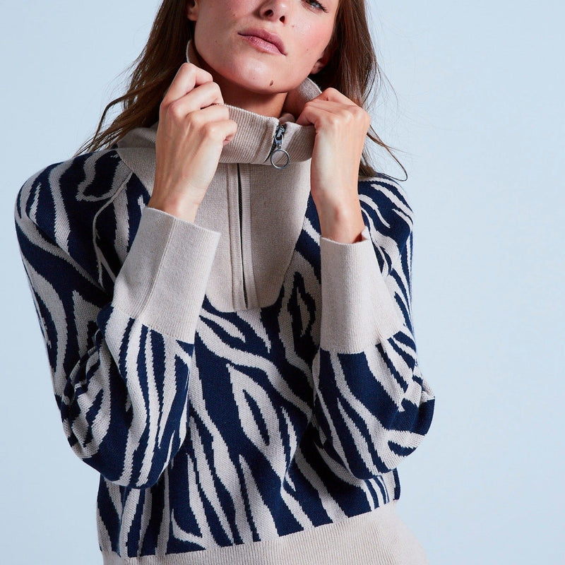 Absolut Cashmere - Zebre Mago Long Sleeve High Neck Sweater - Zebre Greige - Women