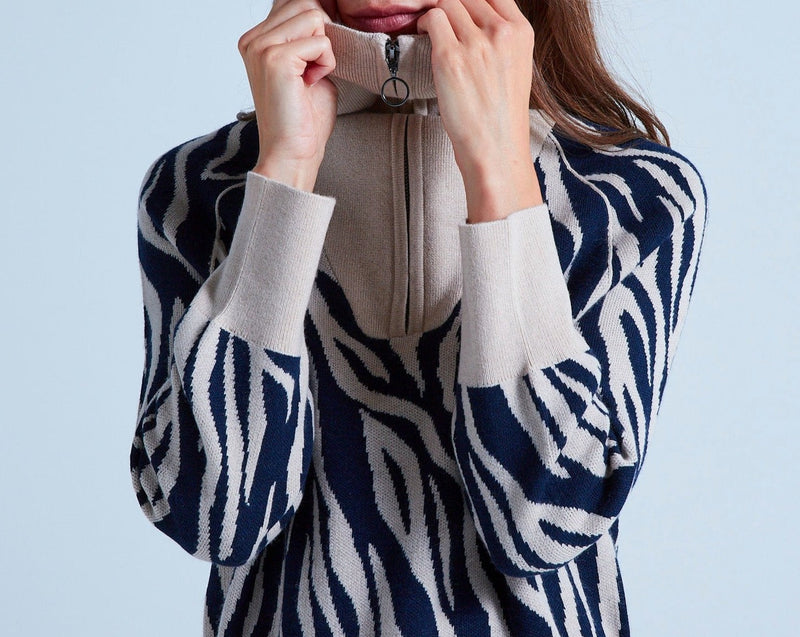 Absolut Cashmere - Zebre Mago Long Sleeve High Neck Sweater - Zebre Greige - Women