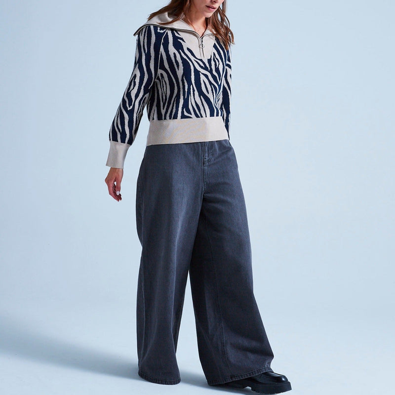 Absolut Cashmere - Zebre Mago Long Sleeve High Neck Sweater - Zebre Greige - Women
