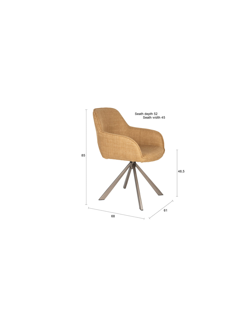 Toye - Dining Chair - Polyester - Ochre/Yellow