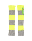 Longues Mitaine Rayées Flashy - Gris Chine Clair-Jaune Fluo - 100% Cachemire 9GG - Femme