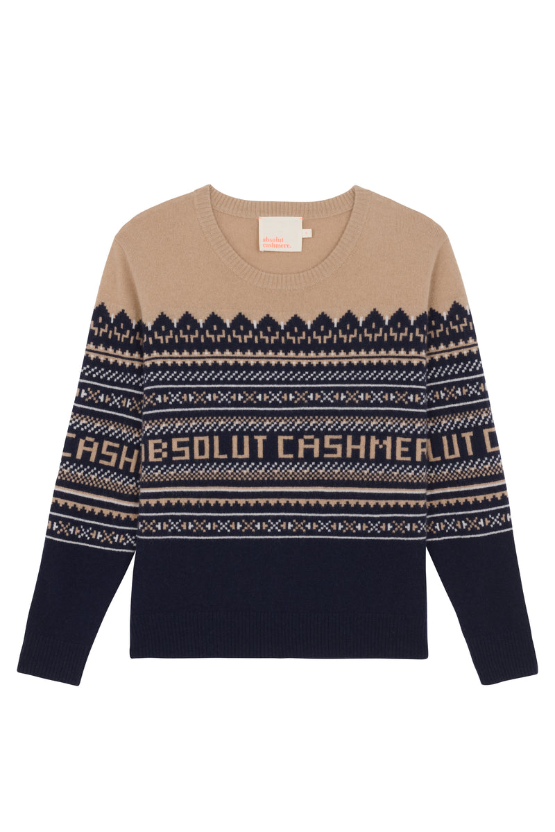 Pull Jacquard Montagne Ski - Ski Camel - Femme