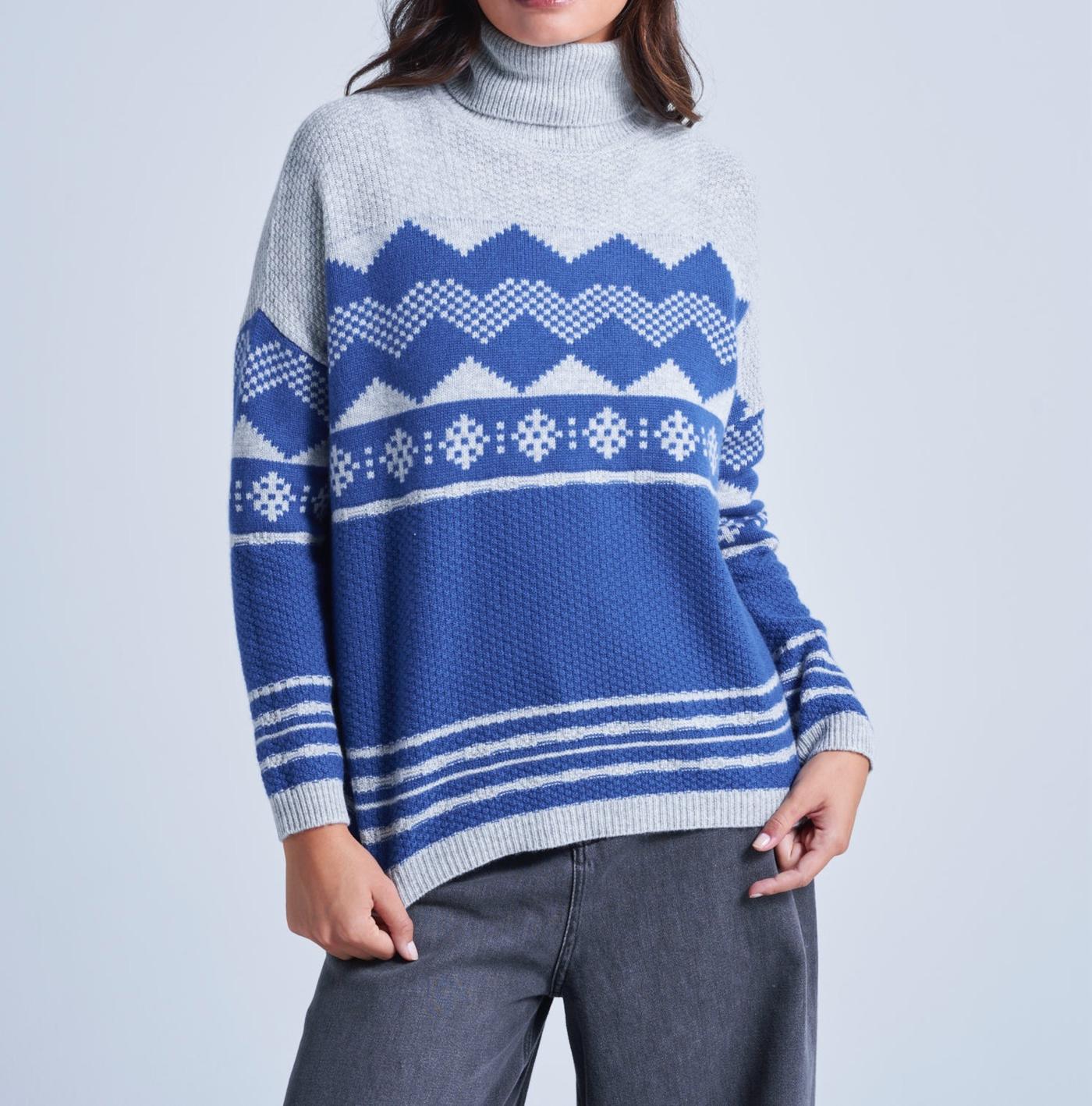Mountain Avalanche Jacquard Jumper - Light Grey Marl Avalanche - Women