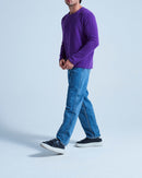 Taylor Round Neck Rolled Finish Sweater - Aubergine - 100% Cashmere 12Gg - Mixed