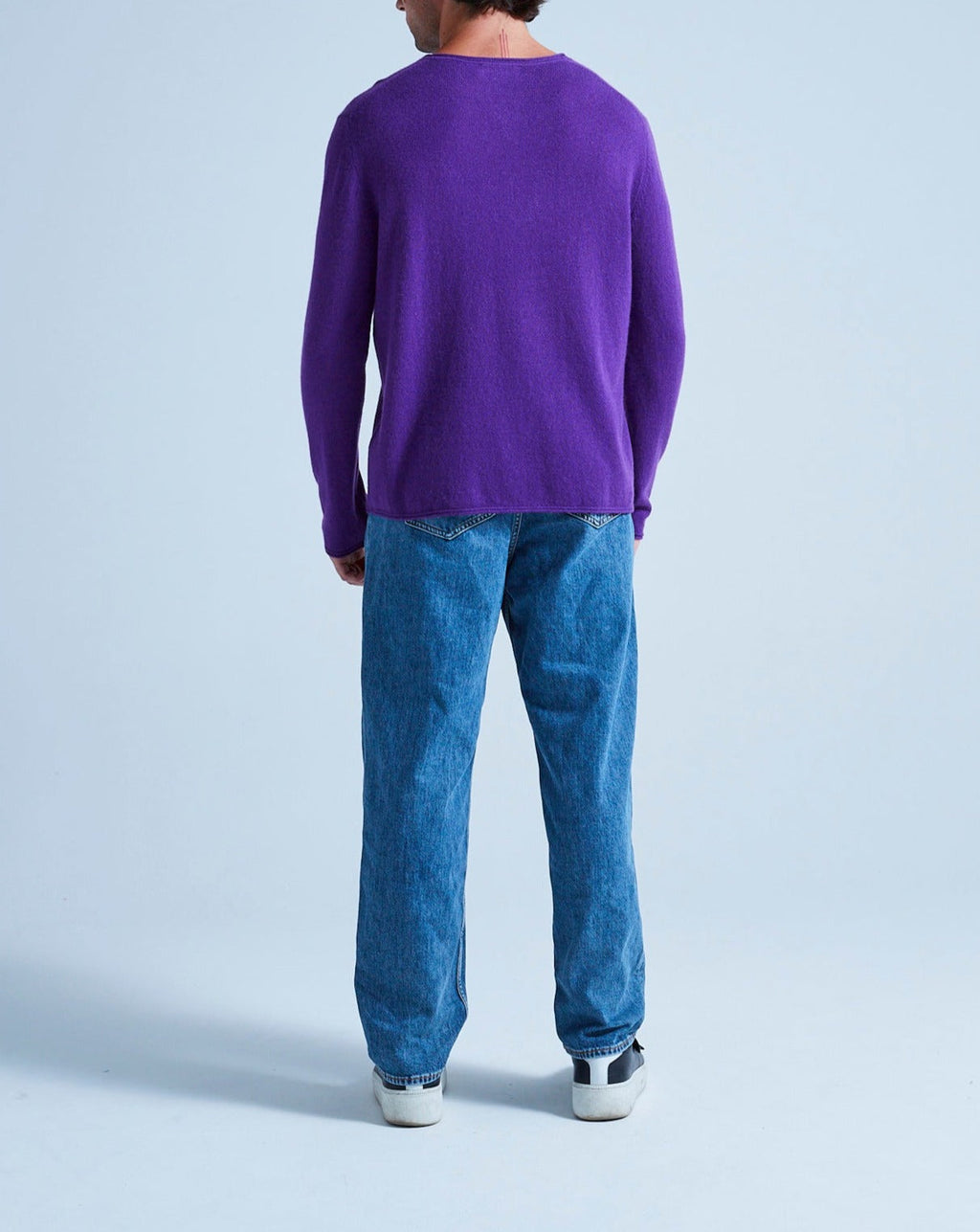 Pull Col Rond Finitions Roulées Taylor - Aubergine - 100% Cachemire 12Gg - Mixte