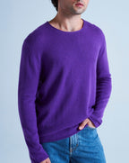 Pull Col Rond Finitions Roulées Taylor - Aubergine - 100% Cachemire 12Gg - Mixte