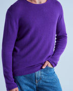 Pull Col Rond Finitions Roulées Taylor - Aubergine - 100% Cachemire 12Gg - Mixte