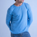 Pull Col Rond Finitions Roulées Taylor - Azur - 100% Cachemire 12Gg - Mixte