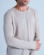 Pull Col Rond Finitions Roulées Taylor - Grège - 100% Cachemire 12Gg - Mixte