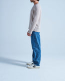 Taylor Round Neck Rolled Finish Sweater - Greige - 100% Cashmere 12Gg - Mixed
