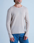 Pull Col Rond Finitions Roulées Taylor - Grège - 100% Cachemire 12Gg - Mixte