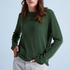 Pull Col Rond Finitions Roulées Taylor - Kaki - 100% Cachemire 12Gg - Mixte