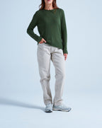 Pull Col Rond Finitions Roulées Taylor - Kaki - 100% Cachemire 12Gg - Mixte