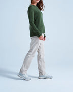 Pull Col Rond Finitions Roulées Taylor - Kaki - 100% Cachemire 12Gg - Mixte