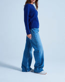 Taylor Round Neck Rolled Finish Sweater - Nautical - 100% Cashmere 12Gg - Mixed