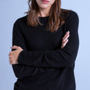 Pull Col Rond Finitions Roulées Taylor - Noir - 100% Cachemire 12Gg - Mixte