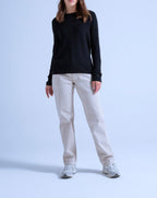 Taylor Round-Neck Jumper with Rolled Finishes - Black - 100% Cashmere 12Gg - Unisex