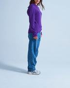 Hooded Cardigan with Rolled Finishes Leone - Aubergine - 100% Cashmere 12Gg - Unisex