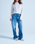 Leone Hooded Cardigan with Rolled Edges - White - 100% 12GG Cashmere - Unisex