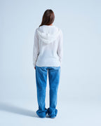 Leone Hooded Cardigan with Rolled Edges - White - 100% 12GG Cashmere - Unisex