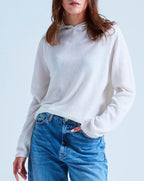 Leone Hooded Cardigan with Rolled Edges - White - 100% 12GG Cashmere - Unisex