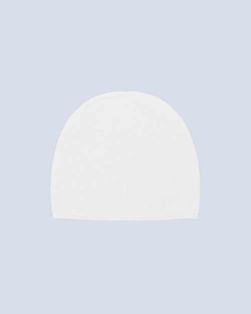 Bonnet Finitions Roulettées Billy - Blanc - 100% Cachemire 12Gg - Mixte