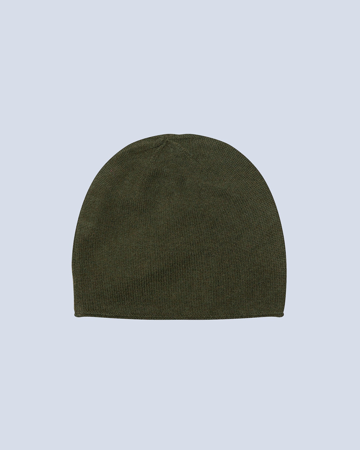 Billy Rolled-Edge Beanie - Khaki - 100% 12GG Cashmere - Unisex