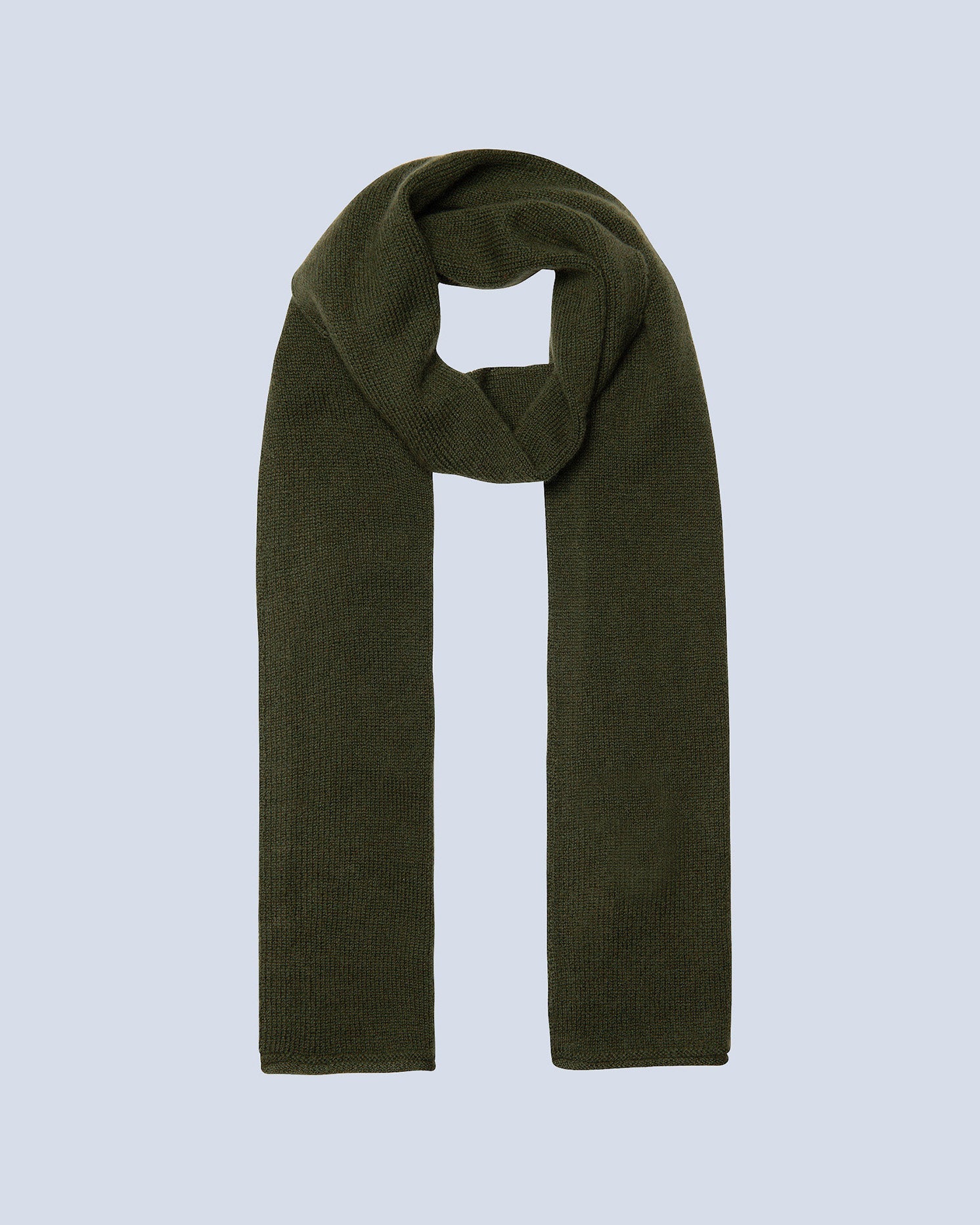 Jordan Rolled-Edge Scarf - Khaki - 100% Cashmere 12Gg - Unisex