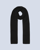 Jordan Rolled Finish Scarf - Black - 100% Cashmere 12Gg - Mixed