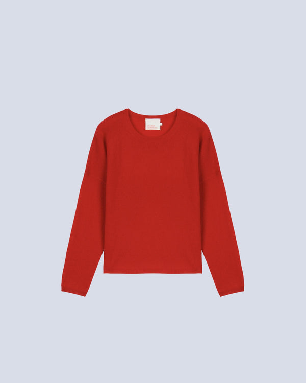 Pull Col Rond Kaira - Cerise - 100% Cachemire 12Gg - Femme