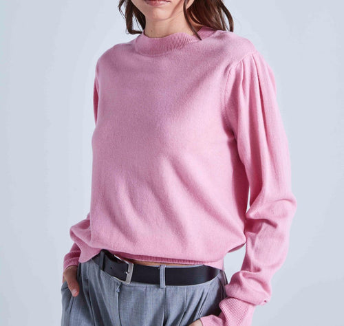 Pull Col Rond Manches Longues Gigot Picadilly - Rose Bubble Gum - Femme