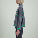 Poncho Col Montant Jacquard California - Influenceur Gris Chine Foncé - Femme