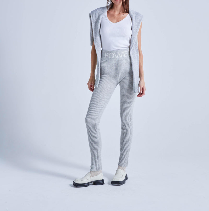 Absolut Cashmere - Leggings Con Jacquard Nava - Light China Grey W White - Mujer