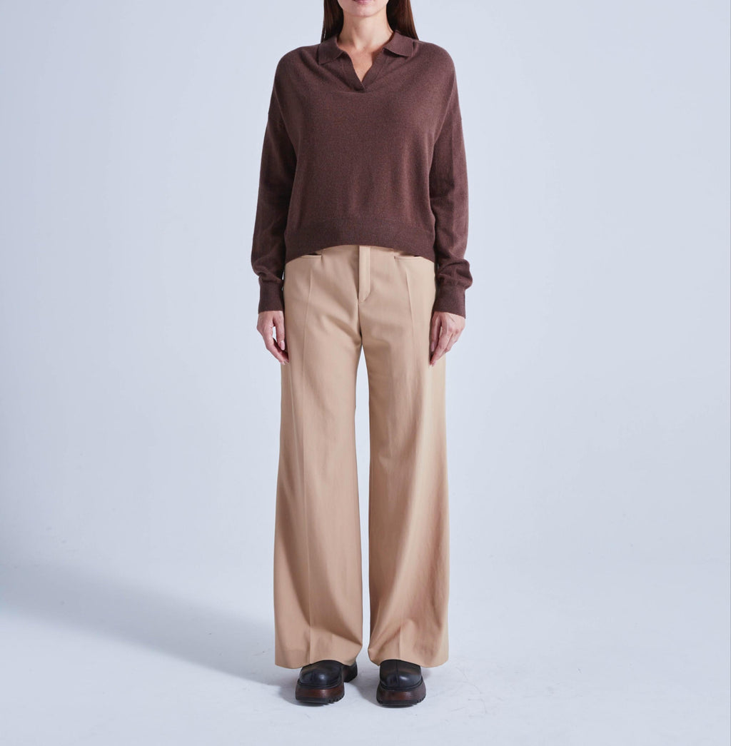 Absolut Cashmere - Karena Long-Sleeve Polo - Chocolate - Women