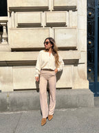 Aurora camel gingham trousers