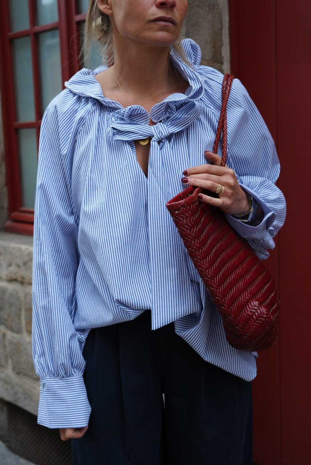 Madeleine Stripe Blouse Navy/White