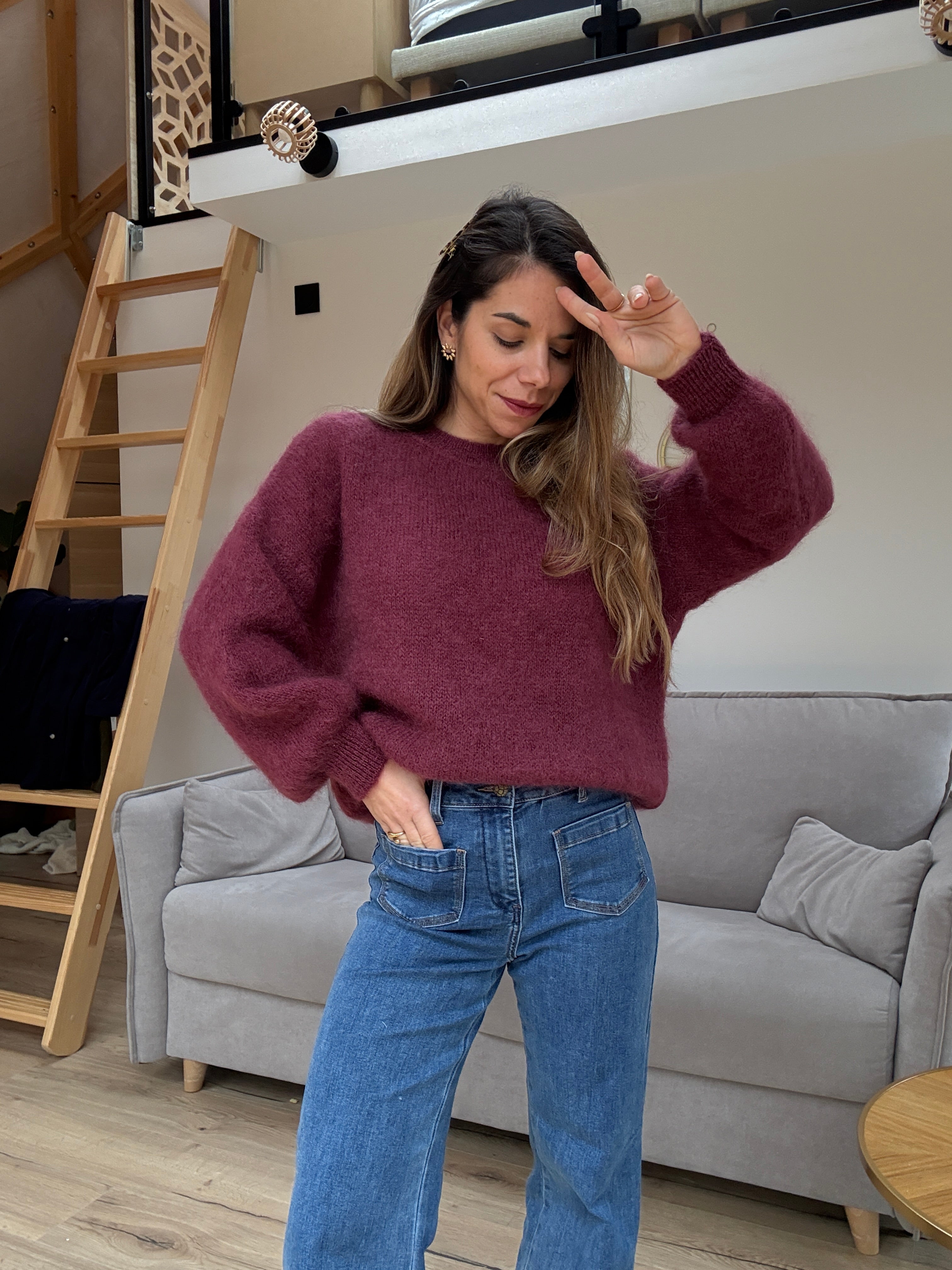Maille En Mohair Et Laine Gaia Bordeaux