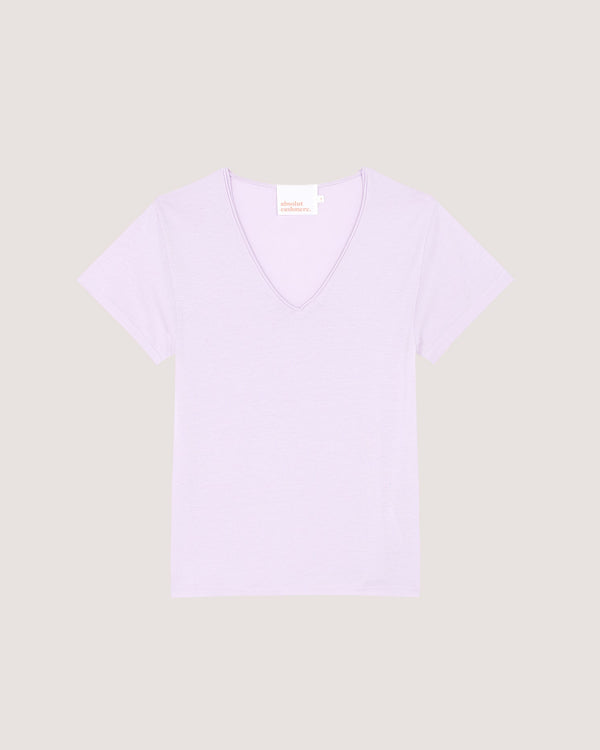 Camiseta Cuello V Mc Marilla - Lavander - 67% Lyocell 33% Algodón - Mujer