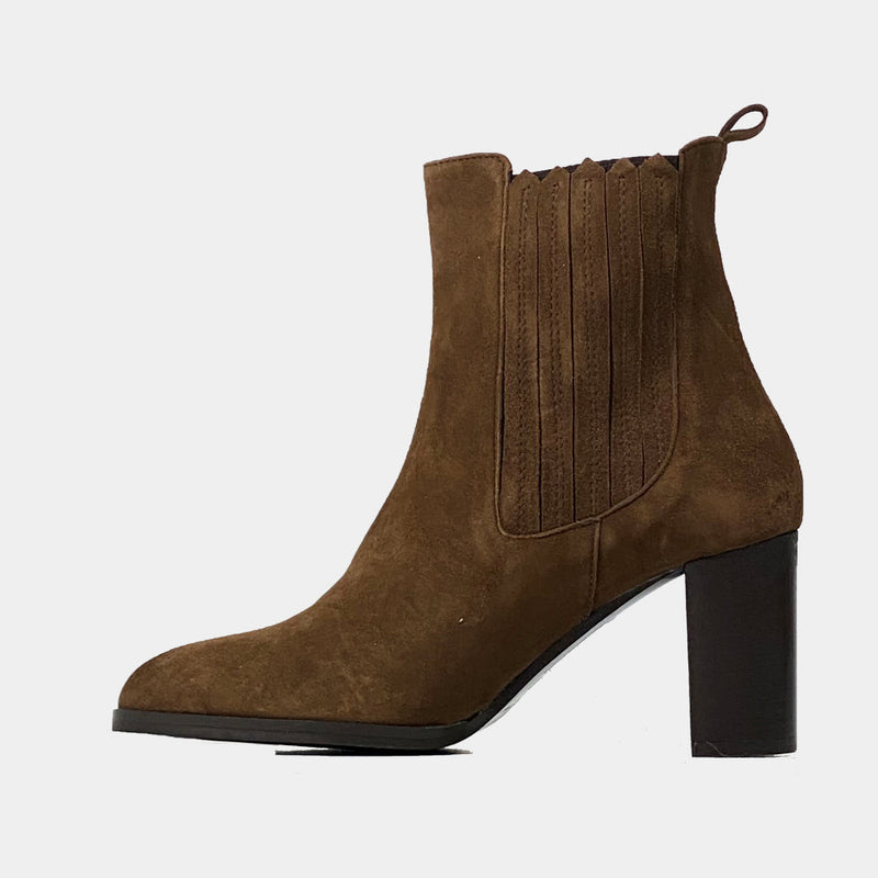 Chelsea Boots Ann Tuil Activia - Velours Camel Cigare