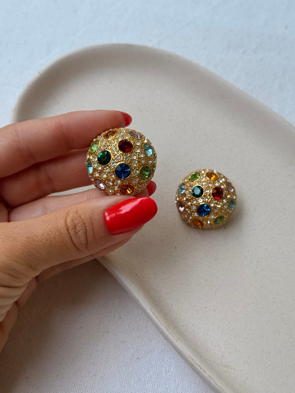 Vintage Earrings - Multicoloured Cabochons