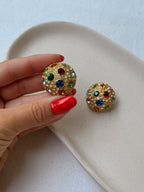 Vintage Earrings - Multicoloured Cabochons