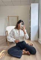 Blouse en dentelle écrue Rosa