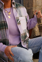 Léa Lilac Check Sleeveless Jacket