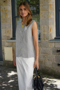 Baptiste Striped Sleeveless Vest Navy/Ecru