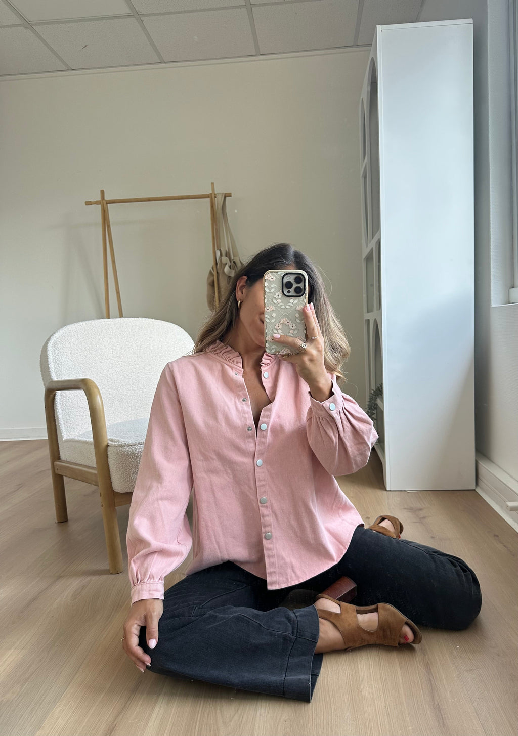 Veste en jean Livia rose