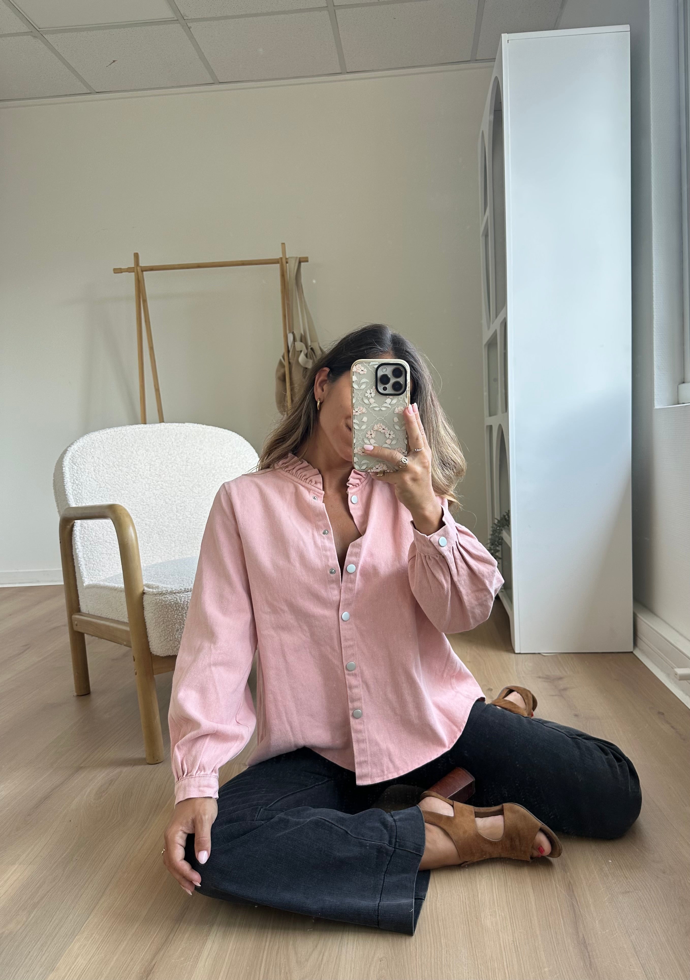 Veste en jean Livia rose