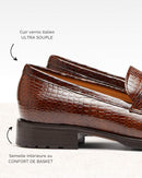 Penny Loafer Adélaïde - Cuir Croco Vernis - Semelle Gomme - Femme